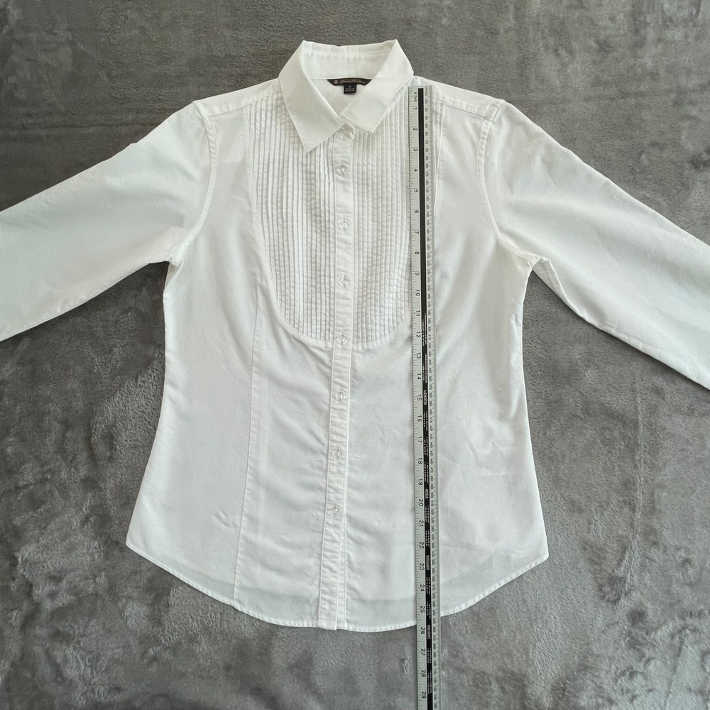 Brooks Brothers Womens White Pintuck Bib Front Stretch Button Down Shirt Size 8 - Picture 8 of 10
